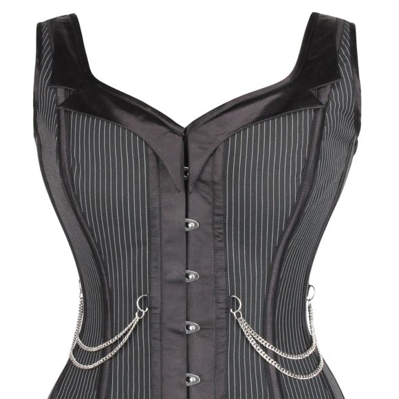 Black Pinstripe Corset Story corset - Picture 1 of 6